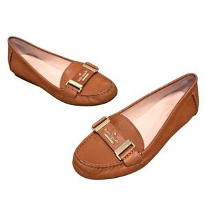 Kate Spade New York Lady Liberty Womens Size 6.5 Camel Brown Gold Slip On Casual